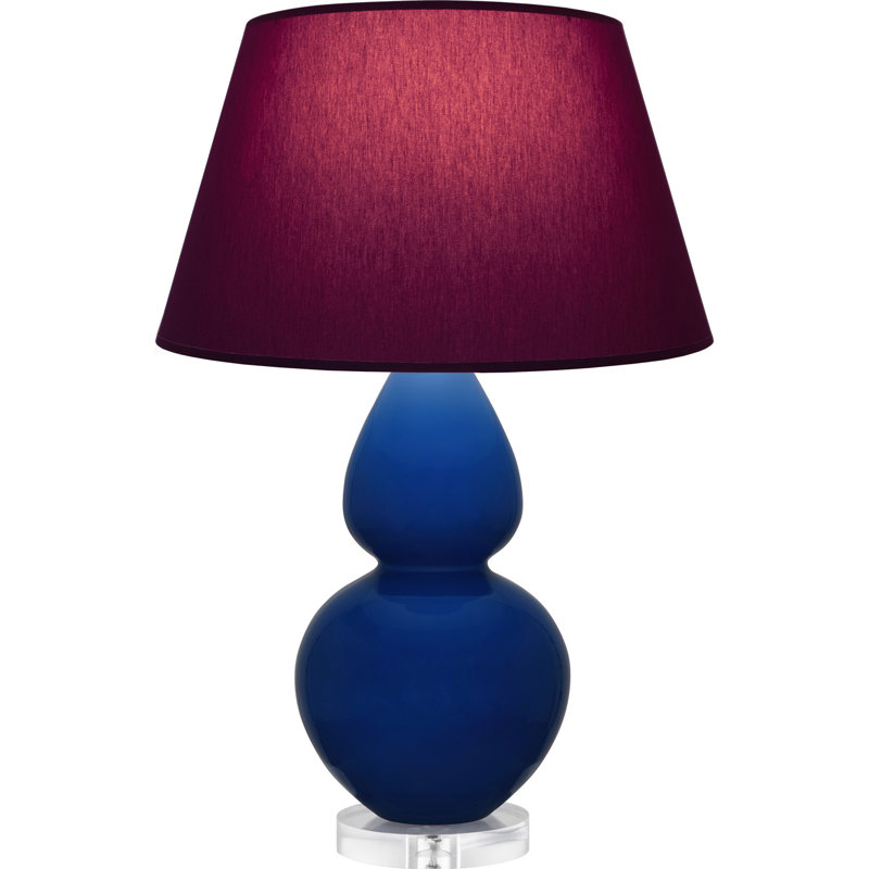 Double Gourd Table Lamp, Daisy Glazed/Silver, Pearl