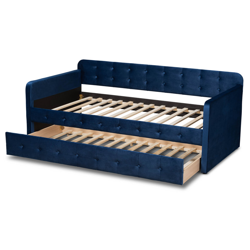 Lit de jour avec couchette Meroe, Bleu marine, Lit simple