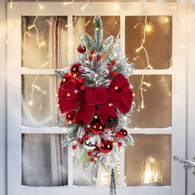 2Pcs Artificial Christmas Teardrop Swag