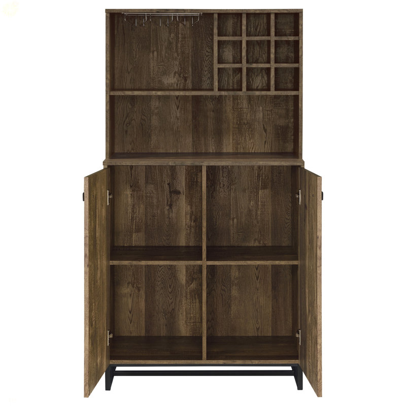 Harlie Rustic Oak 2-Doors Wine Cabinet