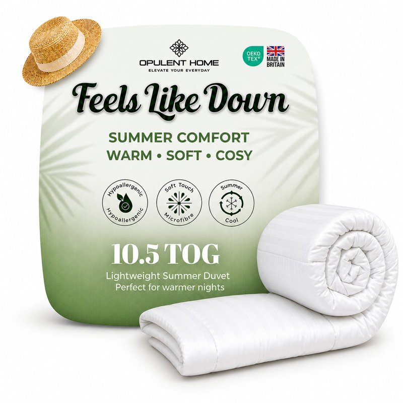 Opulent Home Premium Anti-Allergy Duvet Quilt 10.5 TOG - Lightweight Stripe All Season Comforter , Double