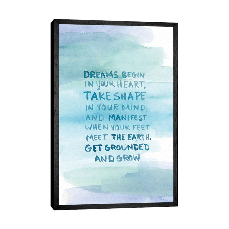 Dreams Begin by Stephanie Ryan - Print on Canvas, 66.04cm H x 45.72cm W x 3.81cm D, Black Floater Framed