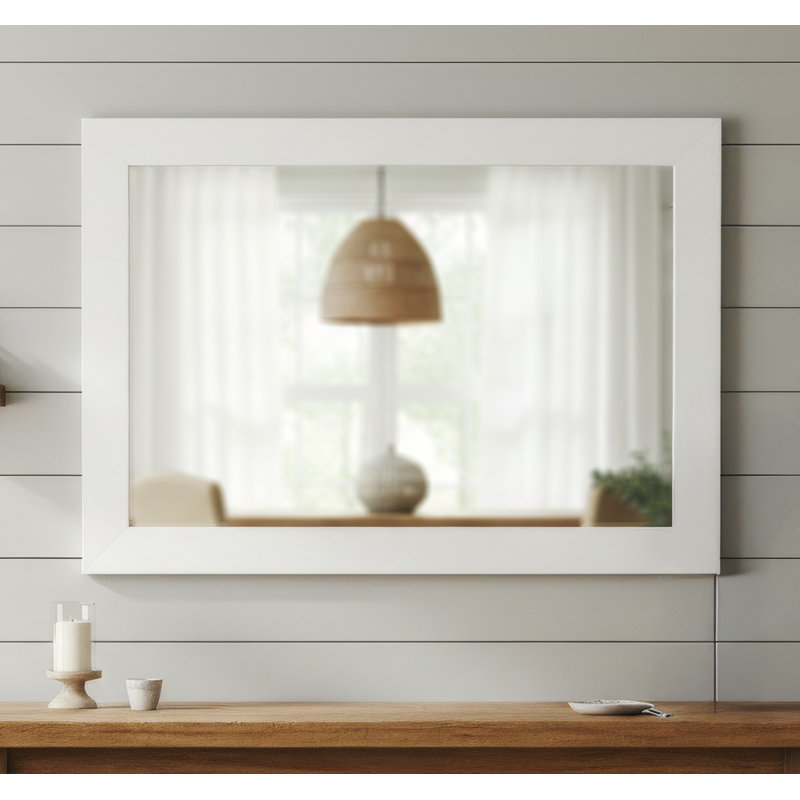 Shmuel Wood Framed with Safety Backing Ideal for Bathroom / Vanity Mirror, 22" x 30", Pure White