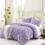 3 pièces d'édredon mauve texturé à motif floral double / grand, microfibre brossée douce, conception touffue avec des accents de cravate, pour un confort douillet en toute saison-118929080