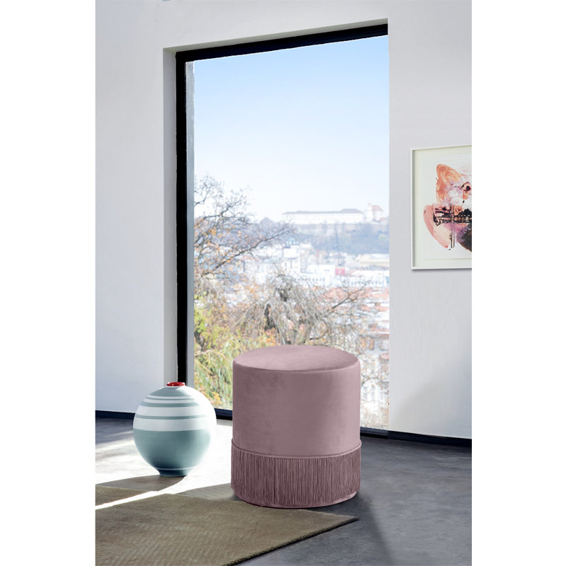 Repose-pieds standard en velours Cidnie, Velours rose
