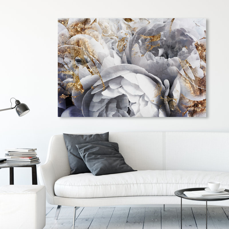 « Her Peony Garden » - impression d'art graphique, H 36 po x l 54 po, Toile