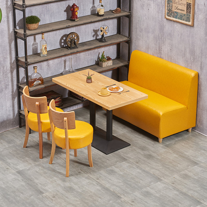 Banc rembourré en similicuir Casual Cafe, Jaune