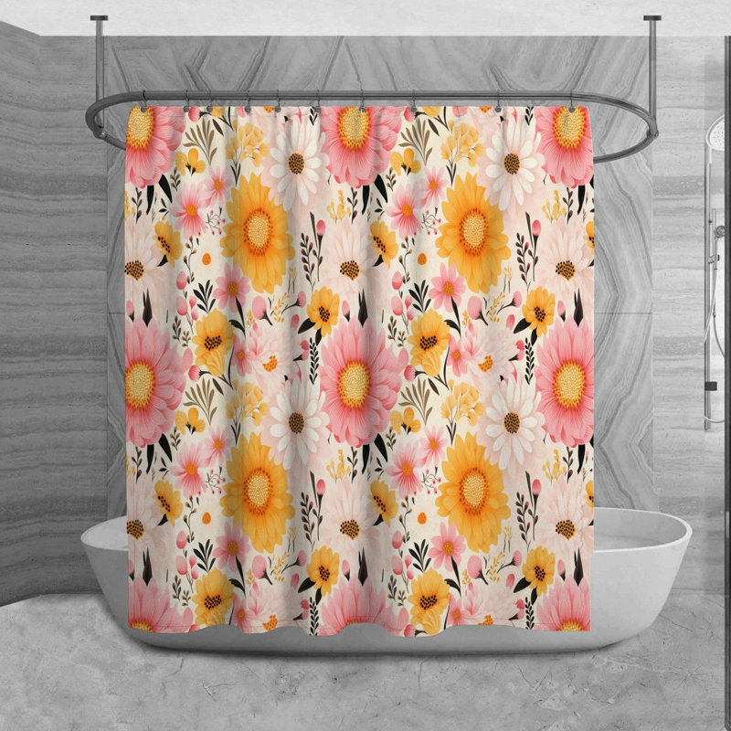 Rideau de douche à fleurs Rimah, H 73 po x l 70 po