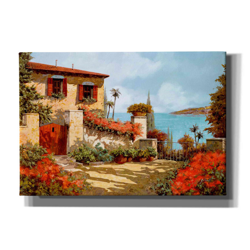 «Il Giardino Rosso» par Guido Borelli, peinture sur toile tendue, H 18 po x l 26 po x P 0,75 po