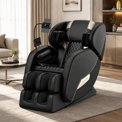 39.43 Inch Tall Home Massage Recliner, Zero‑Gravity Design, PU Leather Full‑Body Air Massage Function