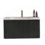 Meuble-lavabo flottant rayé en chêne noir brossé de 30 po avec lavabo en céramique blanche, meuble-lavabo pour salle de bain moderne, lavabo une pièce sans drain, pré-assemblé-846832136-846832137