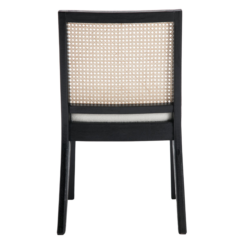 19.75cm H Upholstered Side Chair, Sherpa White, Black