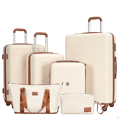 Ensemble de 6 valises rigides Hardshell Valise légère avec roulettes TSA Lock BLANC