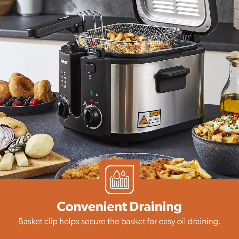 GEEPAS Deep Fat Fryer – Adjustable Thermostat, Viewing Window, Cool-Touch Handle, Non-Stick Inner Pot, Indicator Light and Compact to Family-Size Options
