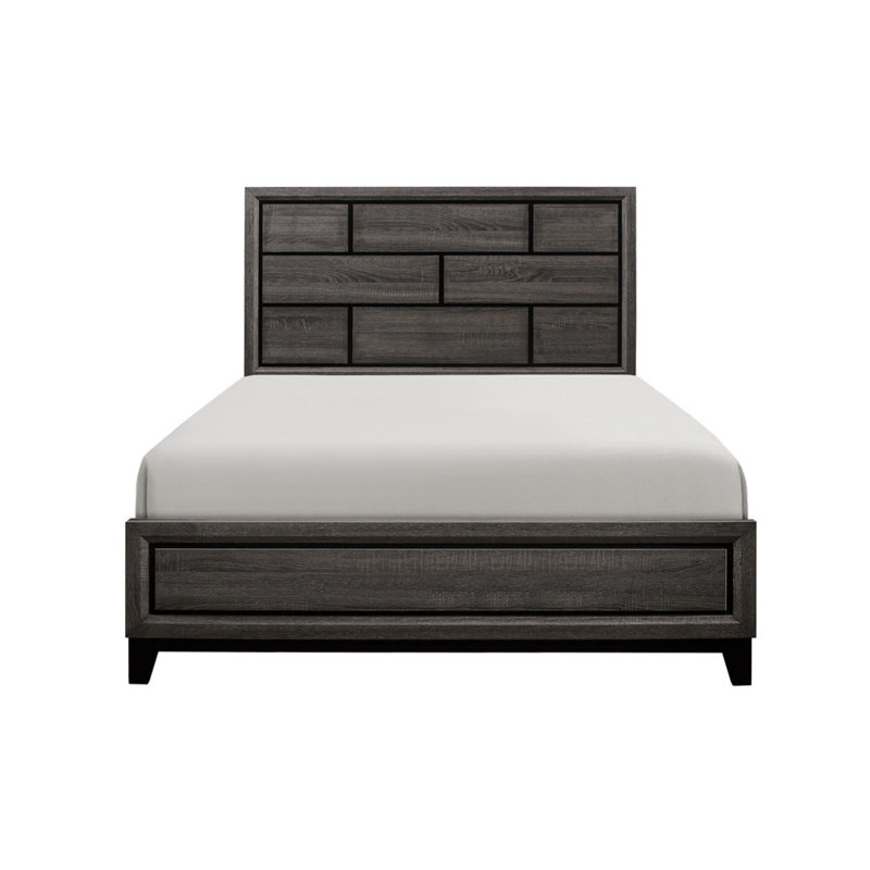 Ensemble de chambre à coucher avec lit plateforme en bois nickel nickelé 5 et 2 Rodelfo, Grand
