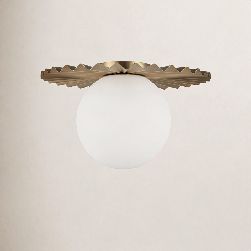 Laki Glass Flush Mount, 8.63" H x 13.88" W x 13.88" D, Brushed Gold