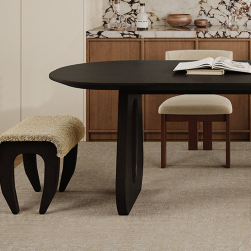 Solid wood oval practical dining table, H 29,53 po x L 55,12 po x l 29,53 po