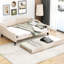 Lit de jour double avec lit gigogne simple, beige