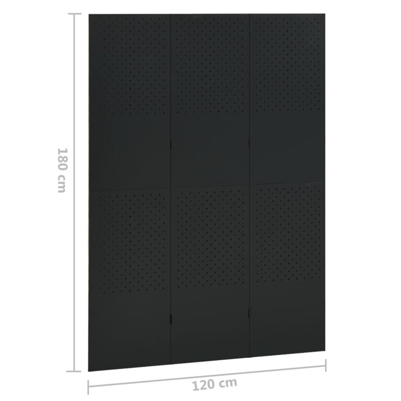 Cassiah 180cm H Folding Room Divider, Black, 3