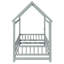 Lit simple en bois avec structure de toit et garde-corps-124151183