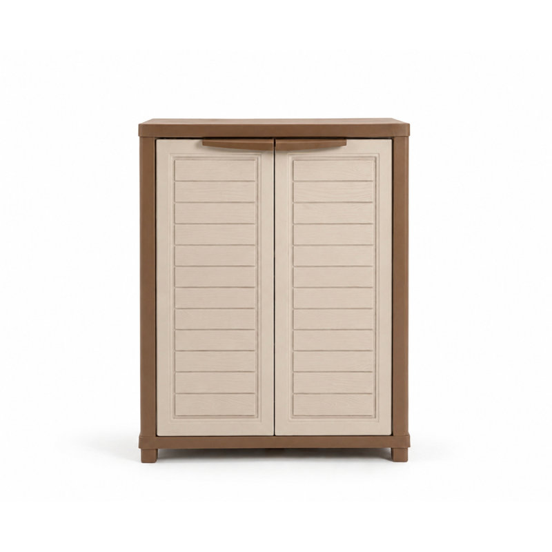 Medium Storage Cabinet with 2 Doors 3 Shelf, 3, Beige/Espresso