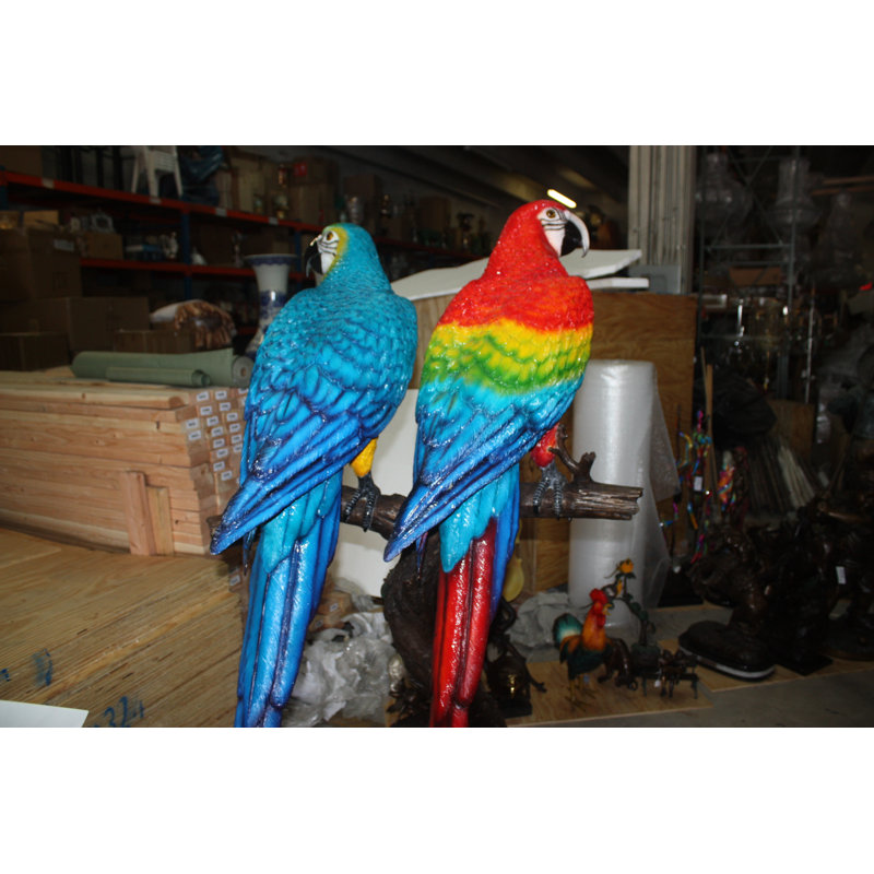Two Large Parrots on a tree - Bronze Statue -  Size: 43"L x 28"W x 67"H. 