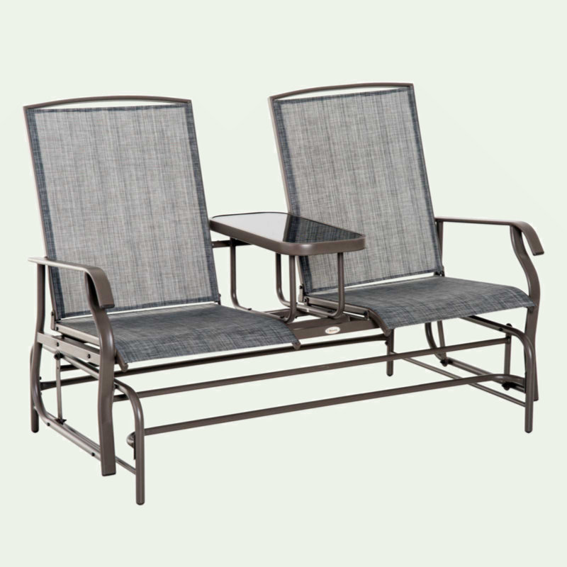Banc oscillant avec table centrale Outsunny, Gris