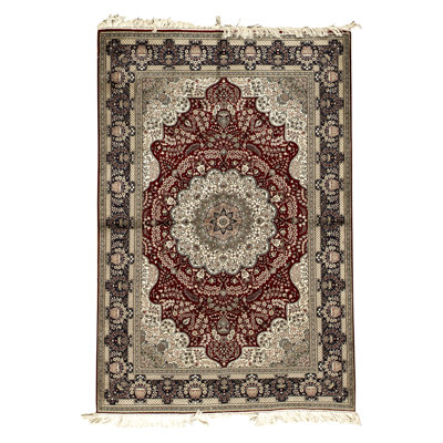 Hand-Knotted High-Quality Red and Blue Area Rug