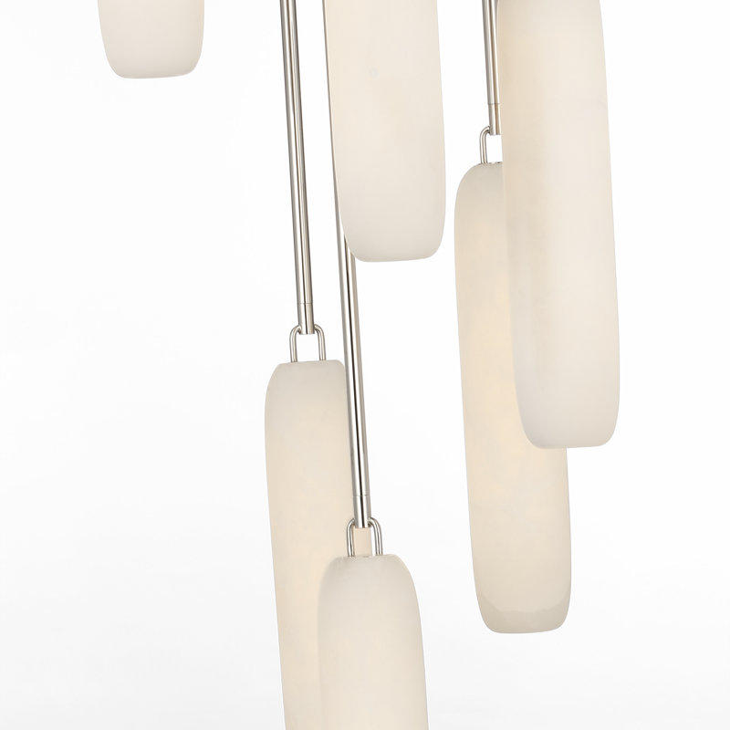 Kelly Wearstler Formosa 7-Light Pendant in Bronze with Alabaster, Polished Nickel