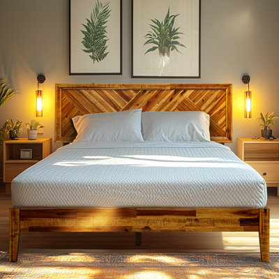 Sierra Solid Wood Bed Frame with Adjustable Headboard / Handcrafted Platform Bed