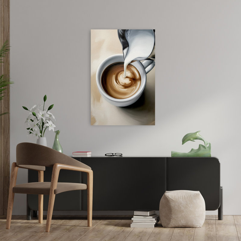 «Creamy Coffee Pour», art mural contemporain, H 36 po x l 24 po