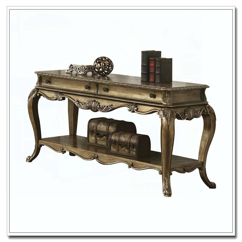 Vintage Oak Sofa Table with Bottom Shelf