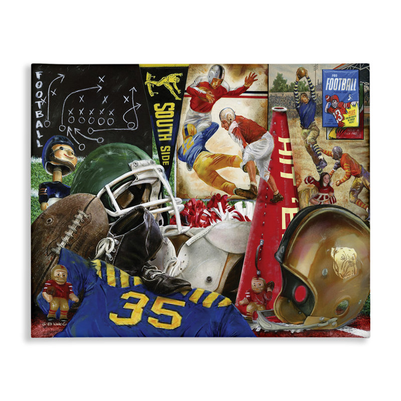 «Football Sports Collage» par Ed Wargo, H 16 po x l 20 po