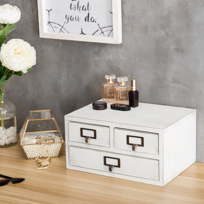 Rangement de bureau 3 tiroirs Vintage, Blanc