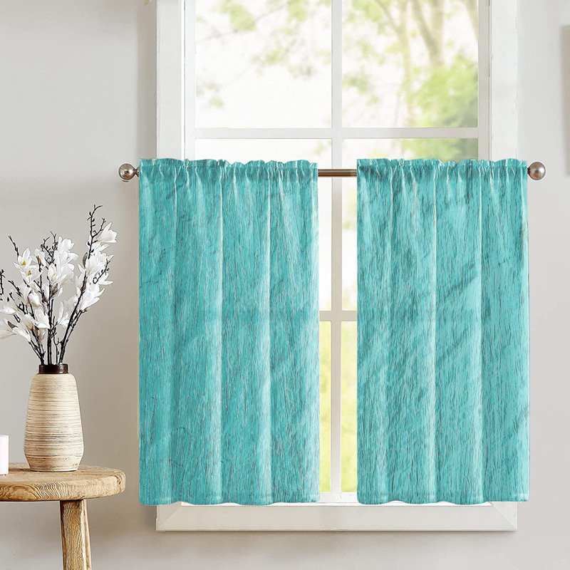 Rideau de café sur mesure de couleur unie Samariah, Turquoise