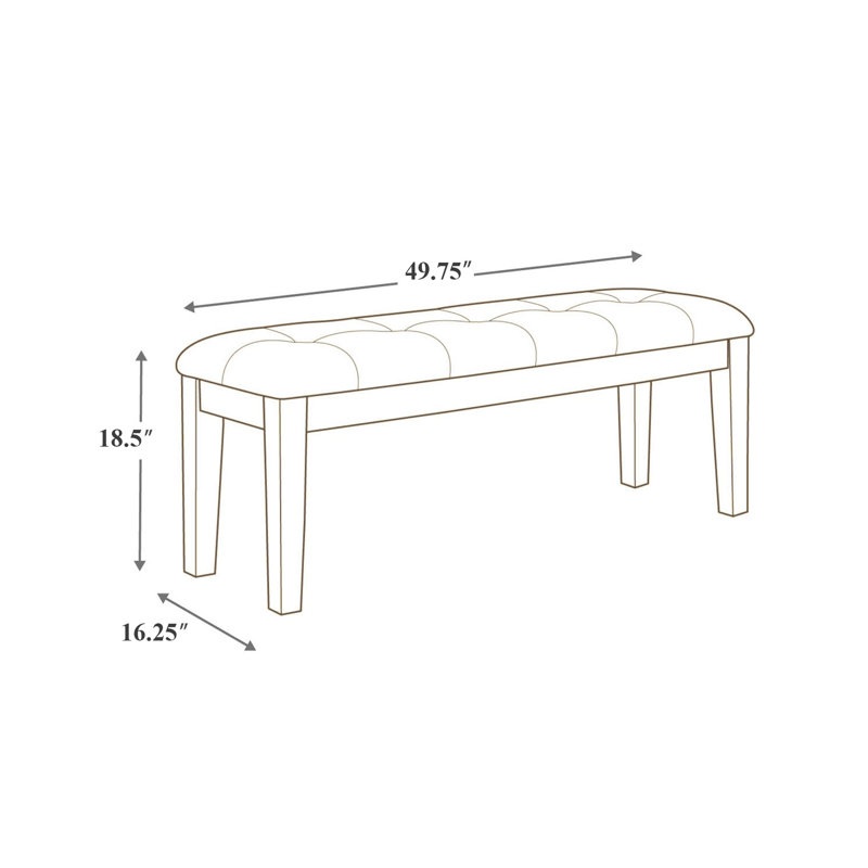 Banc de salle à manger Raly, 50 po, siège en similicuir capitonné moelleux, brun