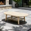 Table basse ovale d'extérieur en bois d'acacia