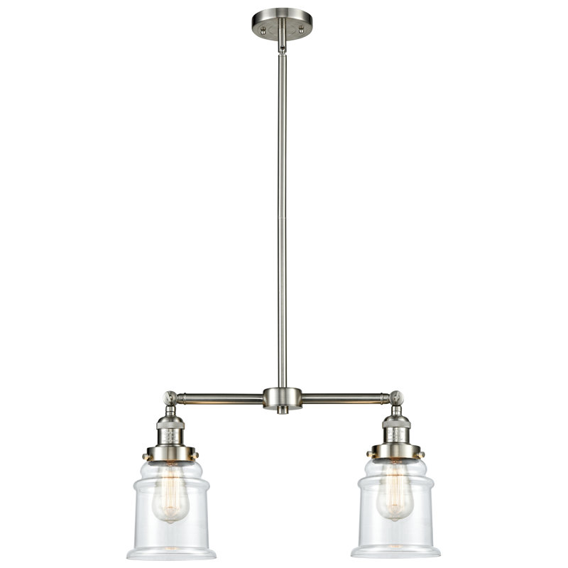 Galaviz 2 - Light Kitchen Island Pendant, Clear, 6 Watt Vinage LED Bulb, Black Antique Brass