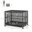 Caisse pour chien robuste en métal avec cage et cage - 44,8 po x 29,5 po x 34,8 po - Acier - Parc pour chien - Noir - Facile à nettoyer - Sécuritaire