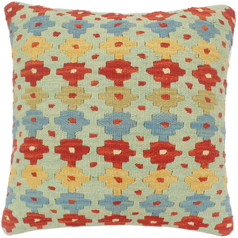 Southwestern Turkish Handwoven Kilim Pillow in Wool and Cotton