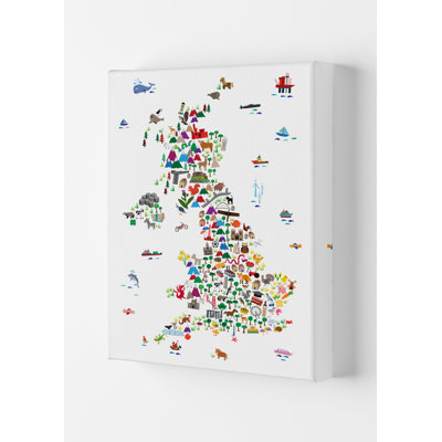 Animal Map of Great Britain by Michael Tompsett - Wrapped Canvas Graphic Art