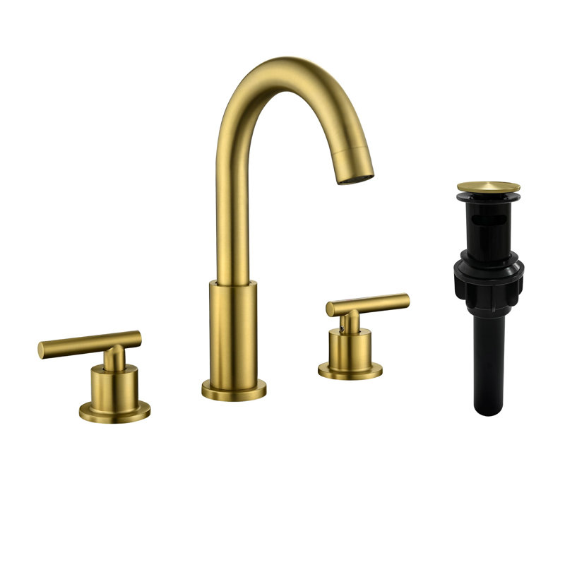 2-handle Bathroom Faucet with Drain Assembly, Brushed Gold