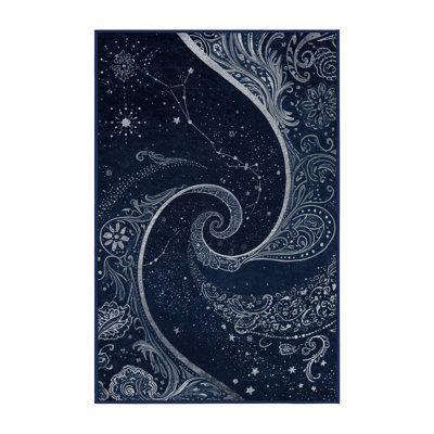 Machine Washable Orys Classic Oriental Rug in Blue – Binding