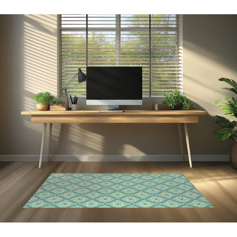 Tapis de chaise de bureau Eden, L 6 pi x L 4 pi, Bleu océan