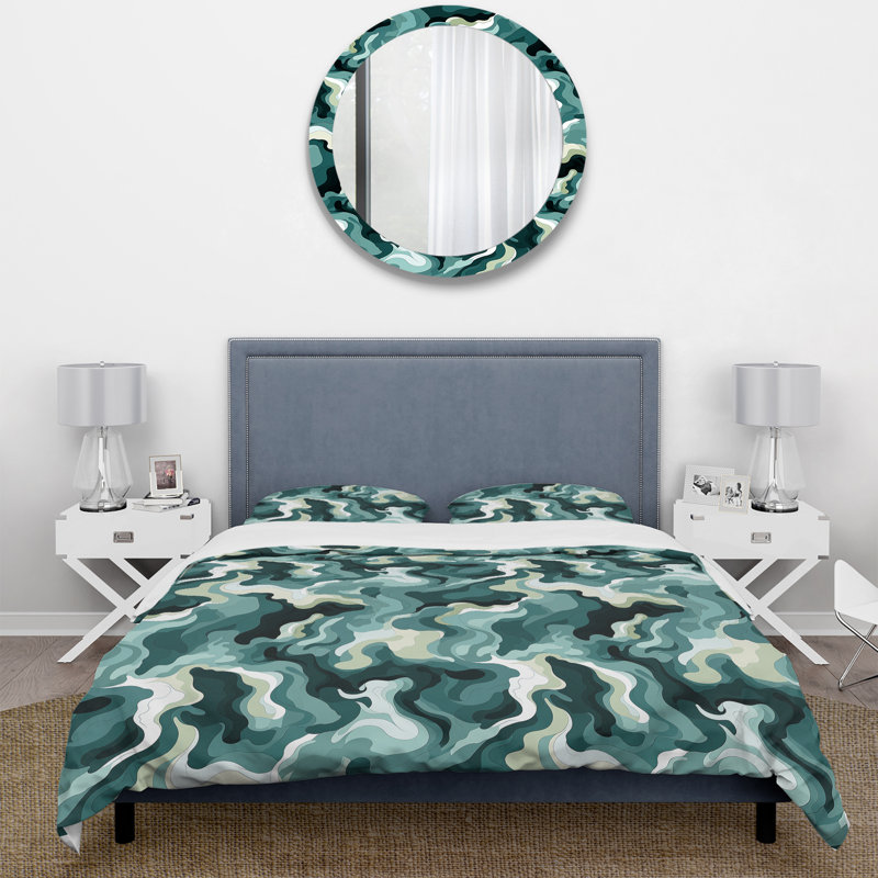 Green Chic Camouflage Fashion - Ensemble de housse de couette camouflage, Housse de couette pour très grand lit et 2 très