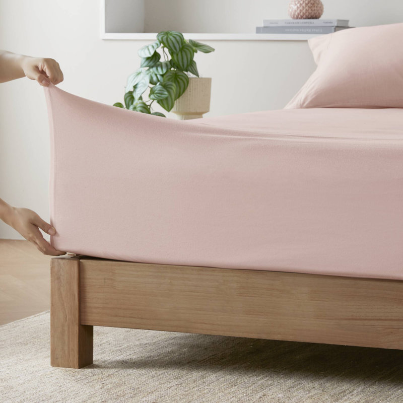  Ensemble de draps en tricot de coton toutes saisons, Ensemble de draps pour lit double avec 2 taies d'o, Bleu sarcelle