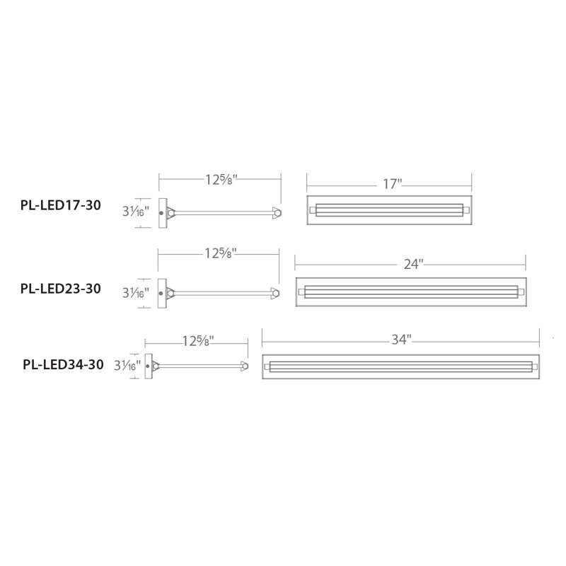 Hudson Dimmable LED Wall Mounted Picture Light, Black, 3.0625" H x 24" W x 12.625" D
