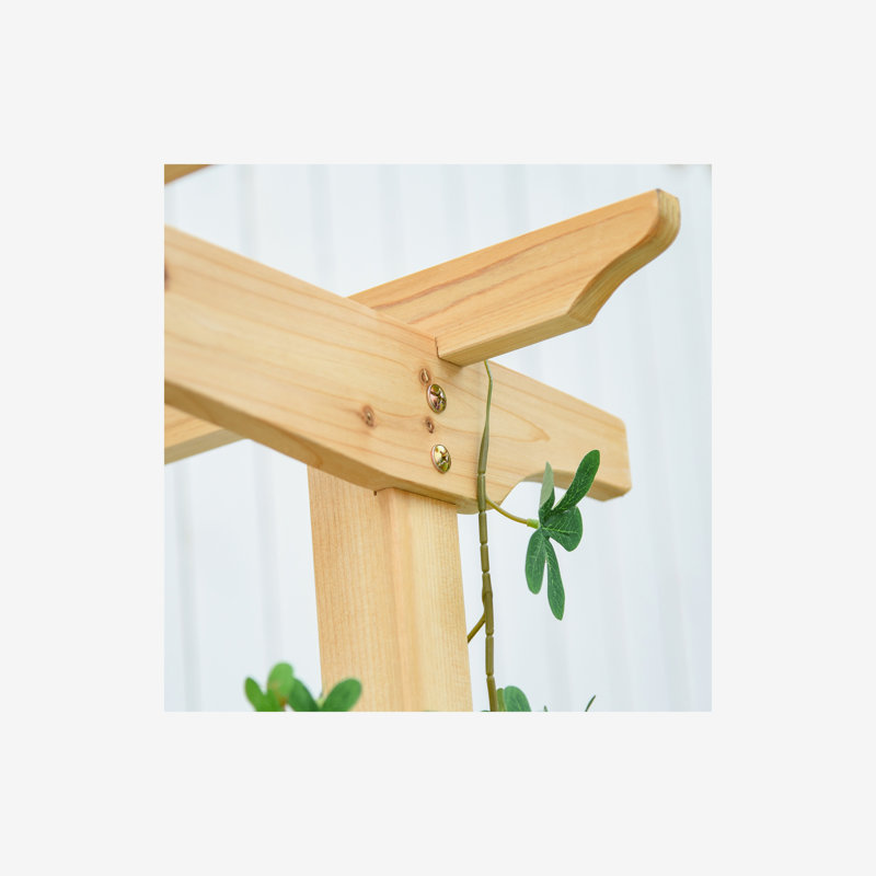 Natural Wood Garden Arbor: Climbing Plant Support & Bench