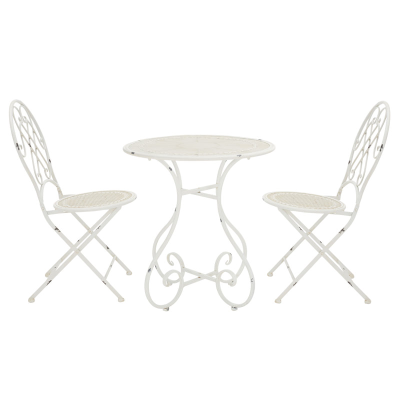 Craciuna 2 - Person Metal Patio Dining Set with Round Table, Antique White