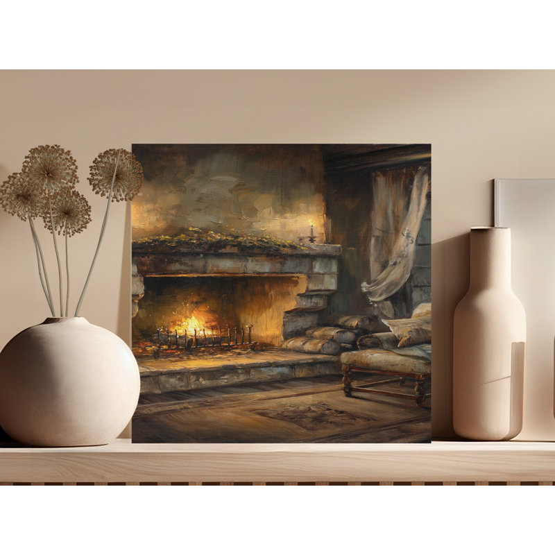 Fireplace Canvas Wall Art, Cozy Home Decor, Gallery Wrapped Canvas Print, Ready to Hang, Living Room Art, Statement Piece, Archival Quality